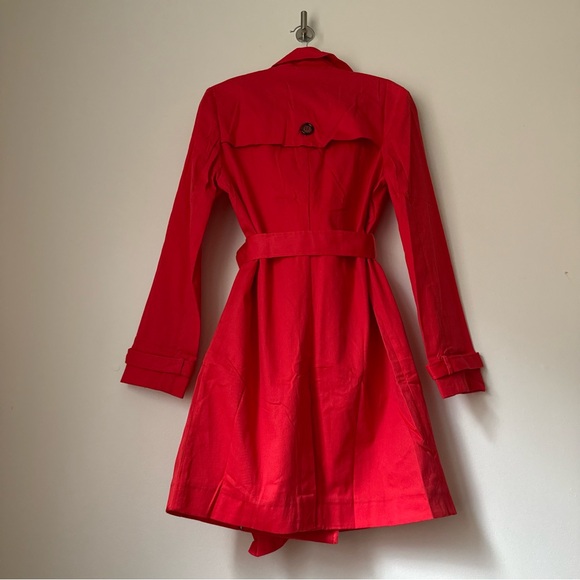 NWT Spiegel Charlotte Bright Red Ruffle Short Belted Trench Coat, size S - Picture 7 of 13